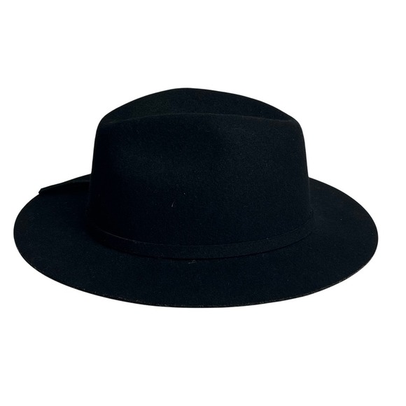 Prana Black Fedora Wool Hat Wide‎ Brim Bow Detail Women main image 5